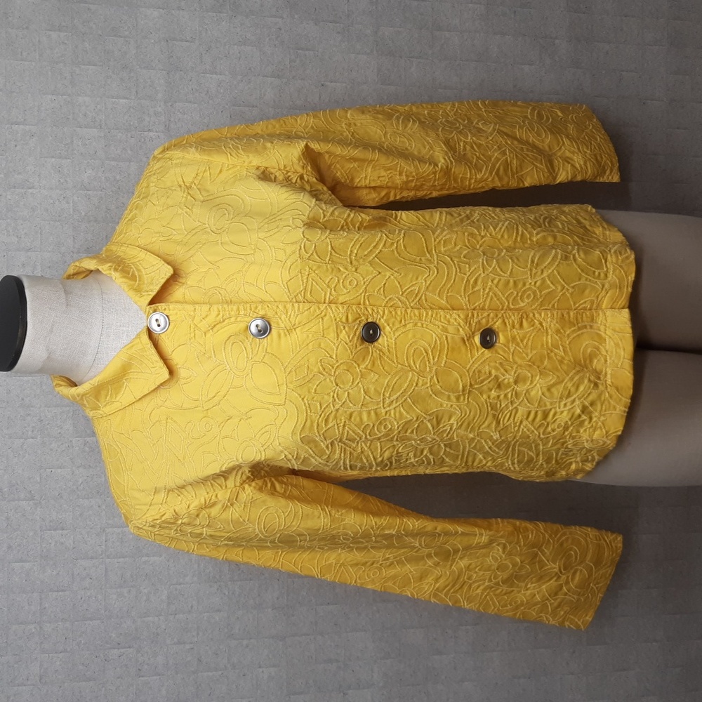 Chico's Bright Yellow Jacquard Jacket
